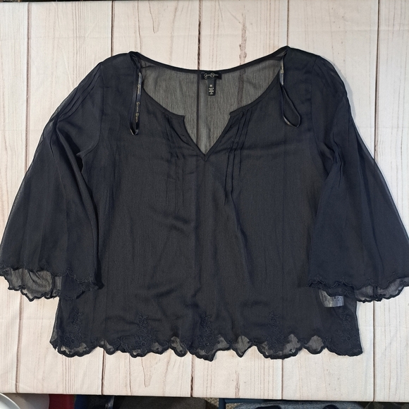 Jessica Simpson Black Sheer Women's Blouse Size Medium - Picture 1 of 11